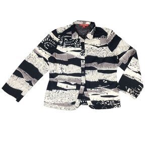 Gabriella Molinari Jacket Ladies Size 14 Black & White Cotton Pleated Back